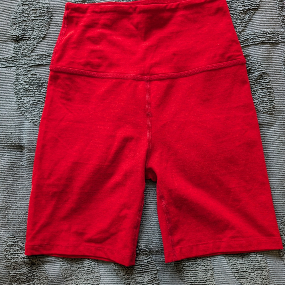 Beyond Yoga SM Red High-Waisted Biker/Yoga Shorts